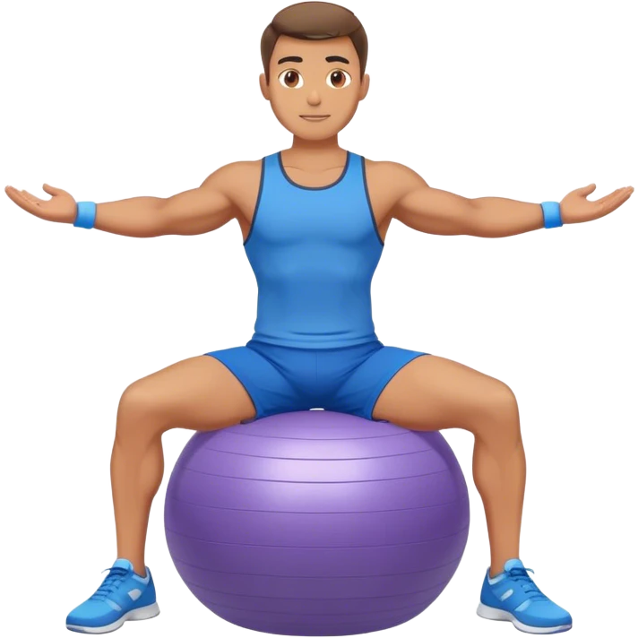 fit man with blue shorts stability-ball balance emoji