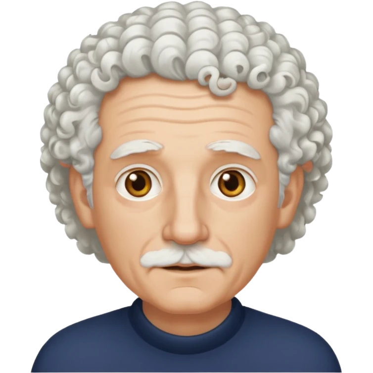 Old white man with curly white hair, hazel eyes, without a mustache emoji