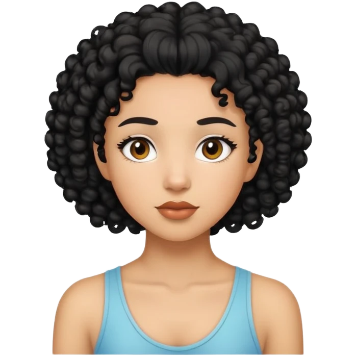 mixed-race girl with shaved curly black hair emoji