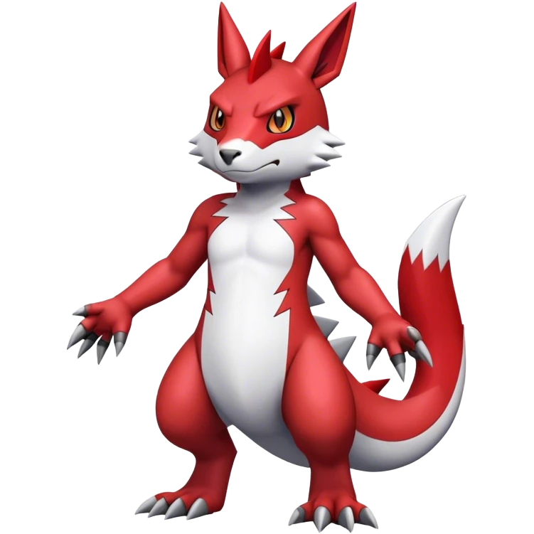 Edgy Cool Beautiful Guilmon-Zangoose, full body emoji