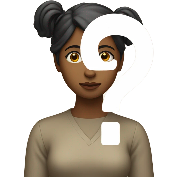 A girl with a question mark emoji