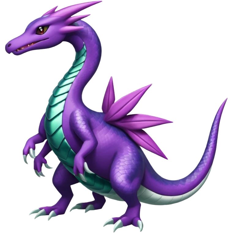 Shiny Green and Purple Salazzle-Seviper-Silvally-Dialga-fusion emoji