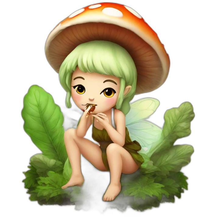 cute mushroom fairy smoking herbs emoji
