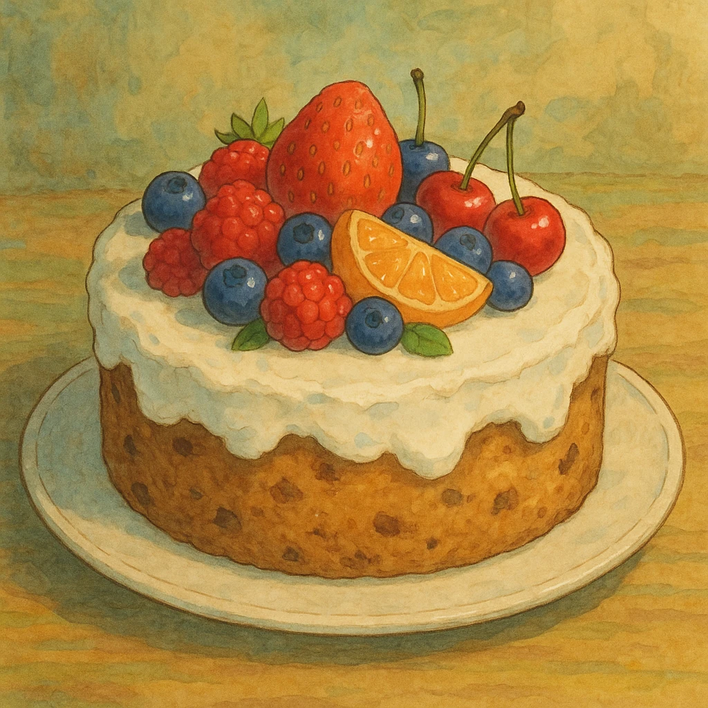 frosted fruit cake emoji