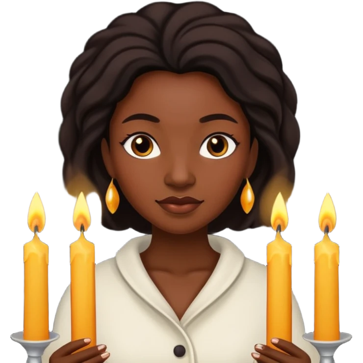 black woman holding candles emoji