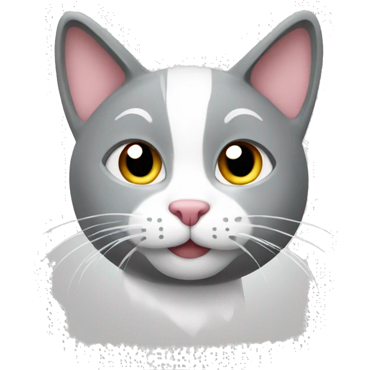 Grey and white cat emoji with hearts emoji