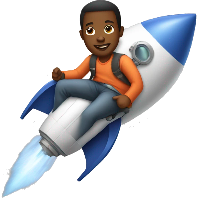 Pregnant black man riding a rocket emoji
