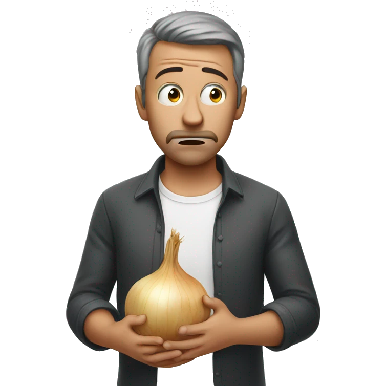 Man Crying with onion in hand emoji