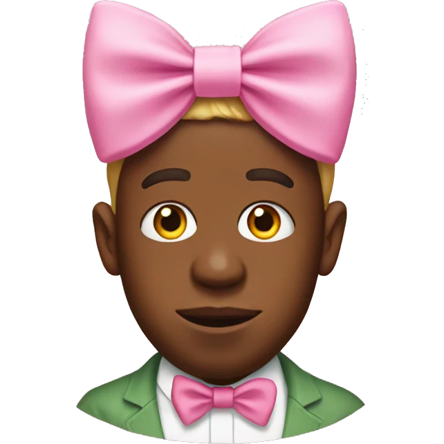 tyler the creator with a pink bow on his head emoji