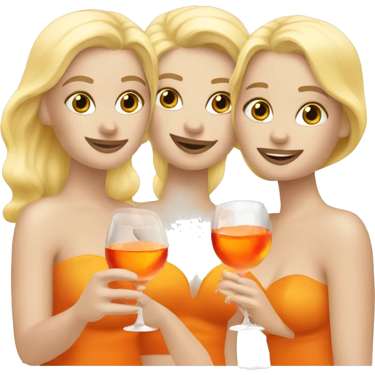 Three blond mermaids drinking aperol emoji