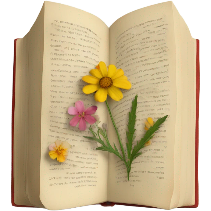 book with some pressed flowers on the pages realistic flowers pressing emoji