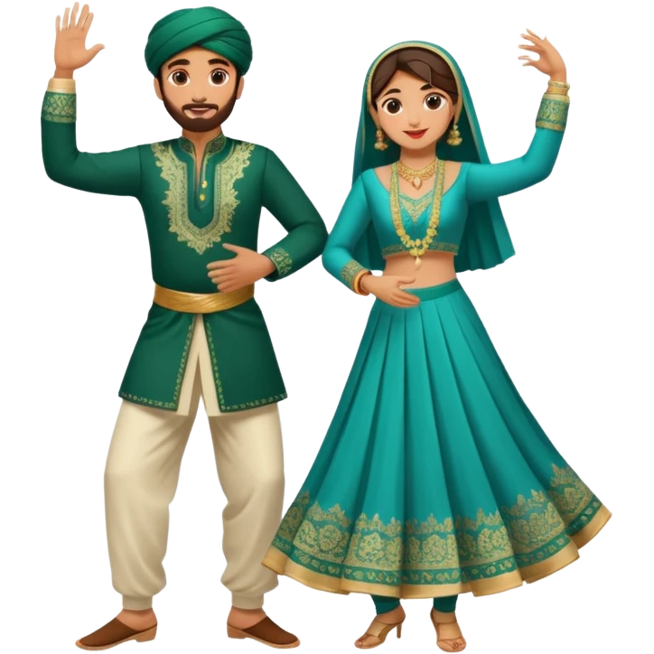 pakistani dancing man and woman fully clothed full body muslim emoji