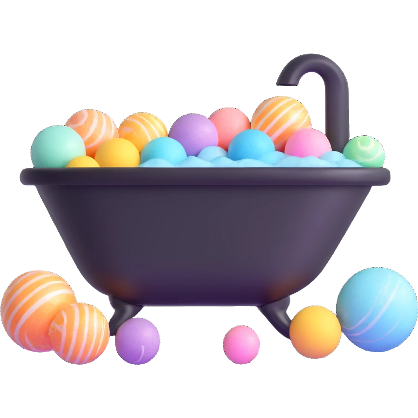AVON bath set with bubble bath, bath bombs, and bath salts emoji