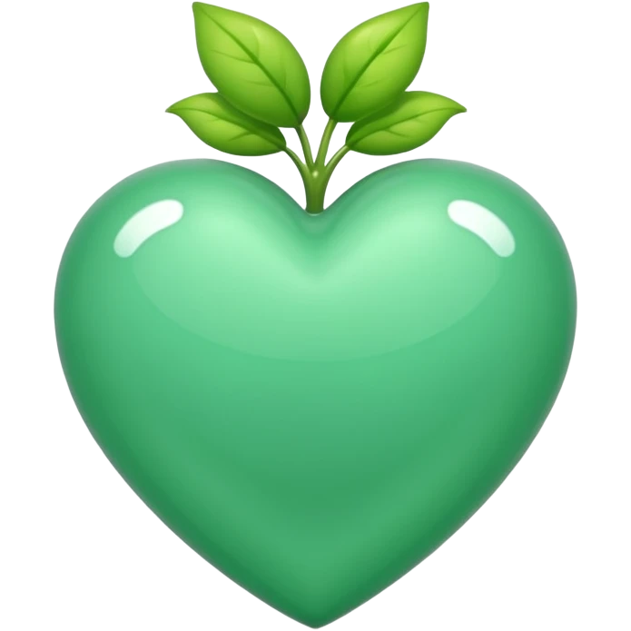 Un corazón de color verde en una tonalidad claridad con un poquito de brillitos emoji