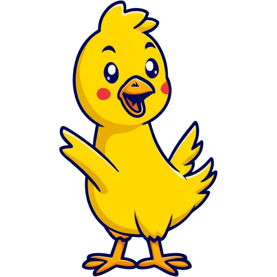 long neck yellow chicken shouting funny expression emoji
