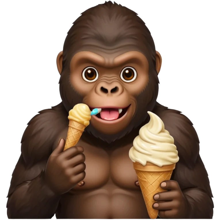 Gorilla eating ice cream emoji