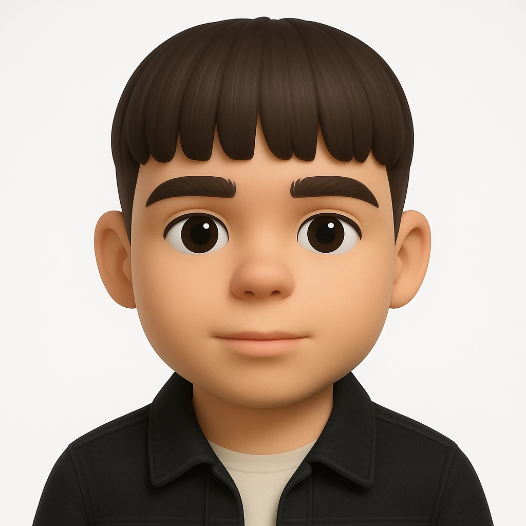 Create a realistic 3D emoji based on the provided photo, preserving facial details but removing pimples and mustache. The emoji should be wearing a black denim jacket. The style should resemble Microsoft 3D emoji style. emoji