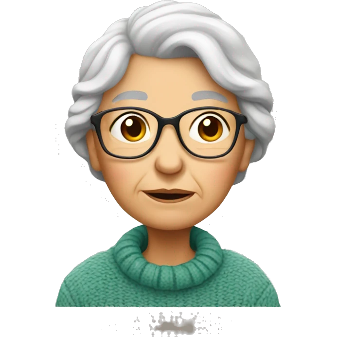 thoughtful old woman in sweater emoji
