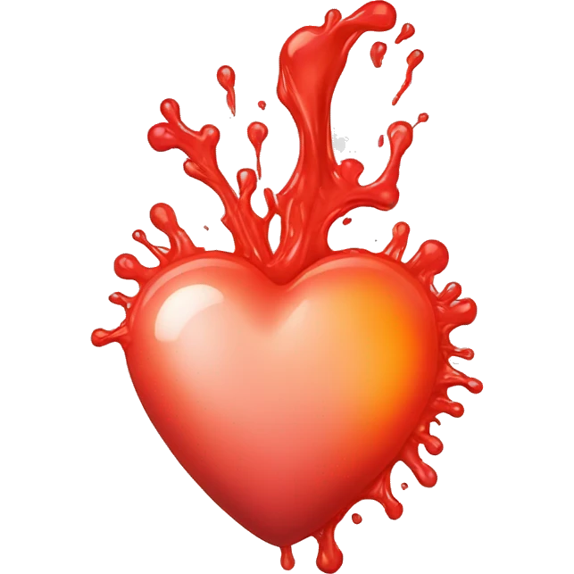 bleeding red heart shape glowing red-orange emoji