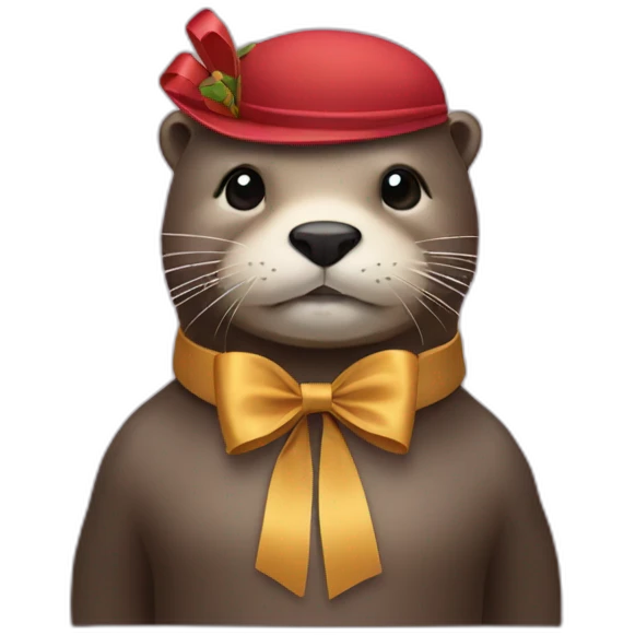 Otter wear a bow on a head  emoji