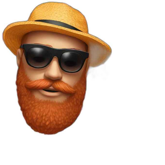 bright-red-beard-wearing-a-floral-shirt-and-wearing-black-sunglasses-and-a-bucket-hat emoji