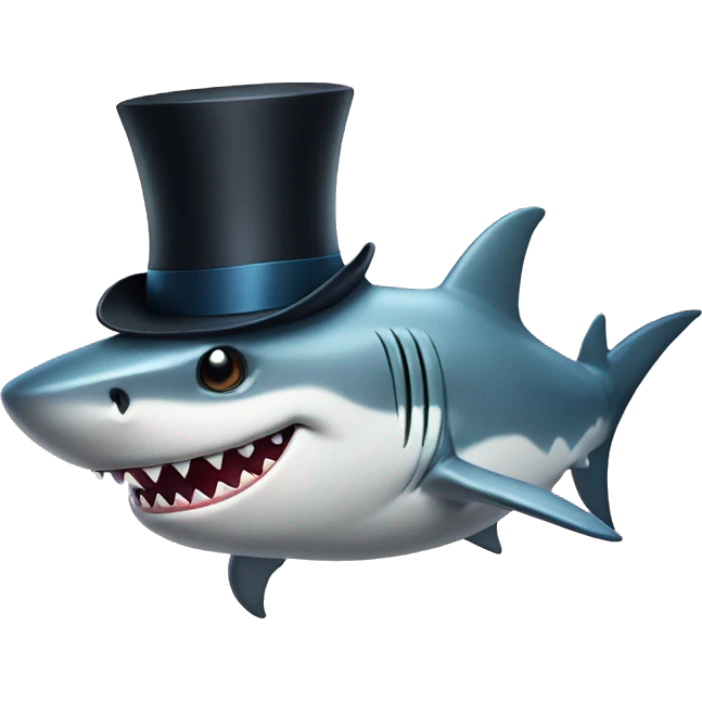 Shark with a top hat emoji