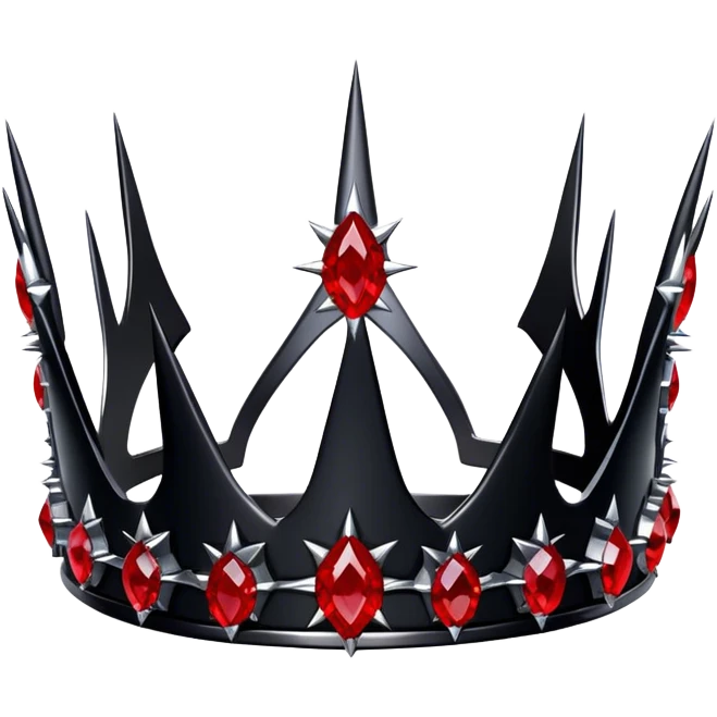 Black obsidian spiky edgy thorn-crown-Tiara with only red gemstones  emoji