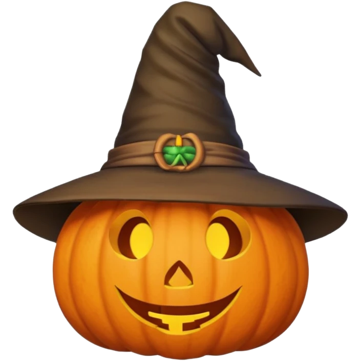Cute Pumpkin wearing a witch hat emoji