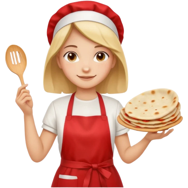 girl white t-shirt red apron with a piadina in her hands emoji