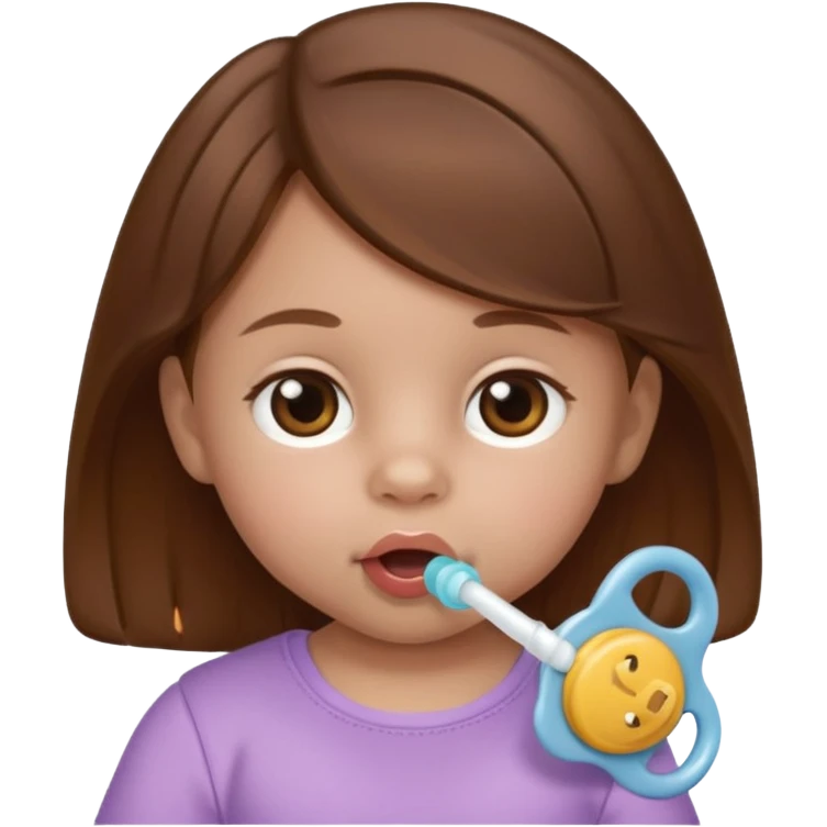 create a baby girl emoji from the 60. with brown hair and with pacifier emoji