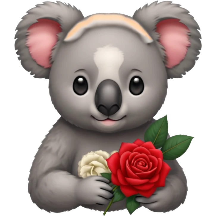 koala with a cold and a rose in the hands emoji