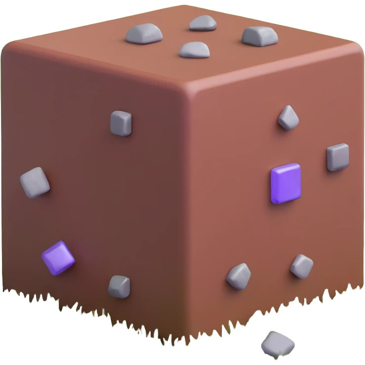 brown cube with small gray stones inside and green grass on top emoji