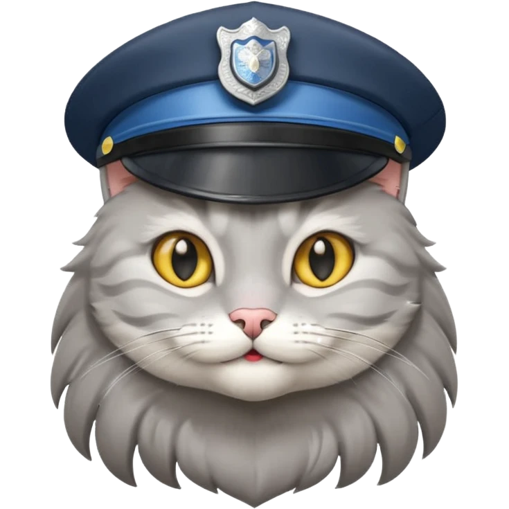 happy grey long hair cat police emoji