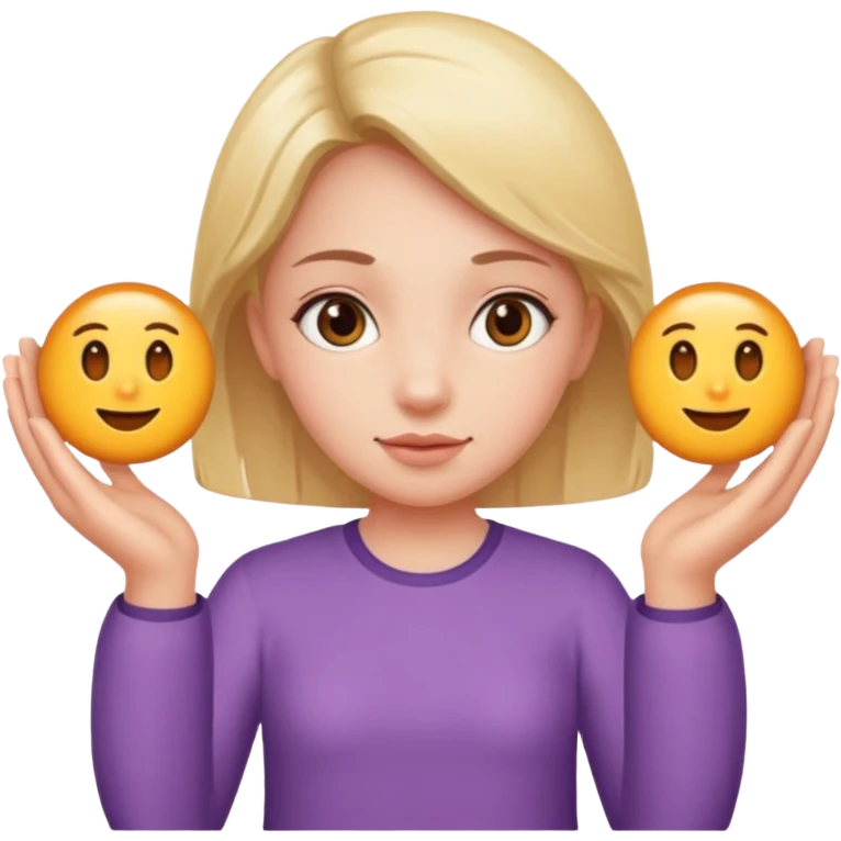 girl holding a six in one hand and a seven in the other hand emoji