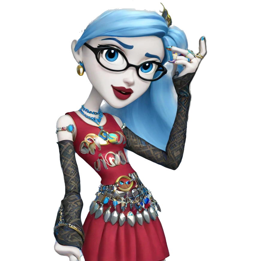 blue haired girl with jewelry emoji