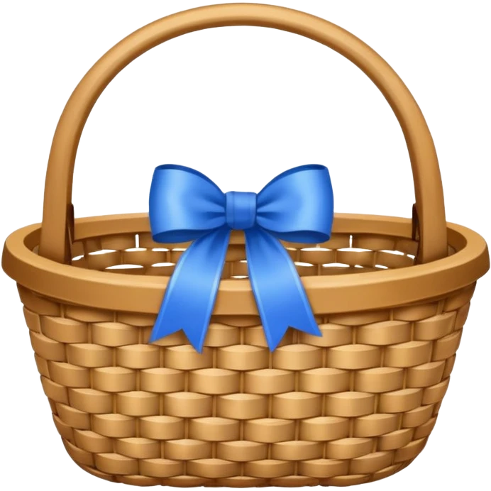 A basket with a blue ribbon on the handle emoji