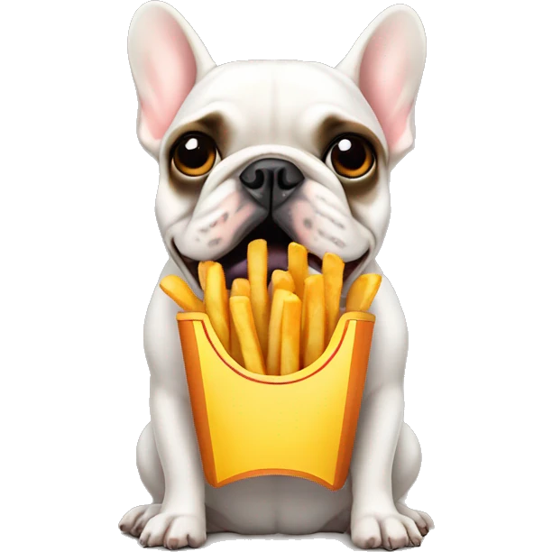French Bulldog eating Fries  emoji