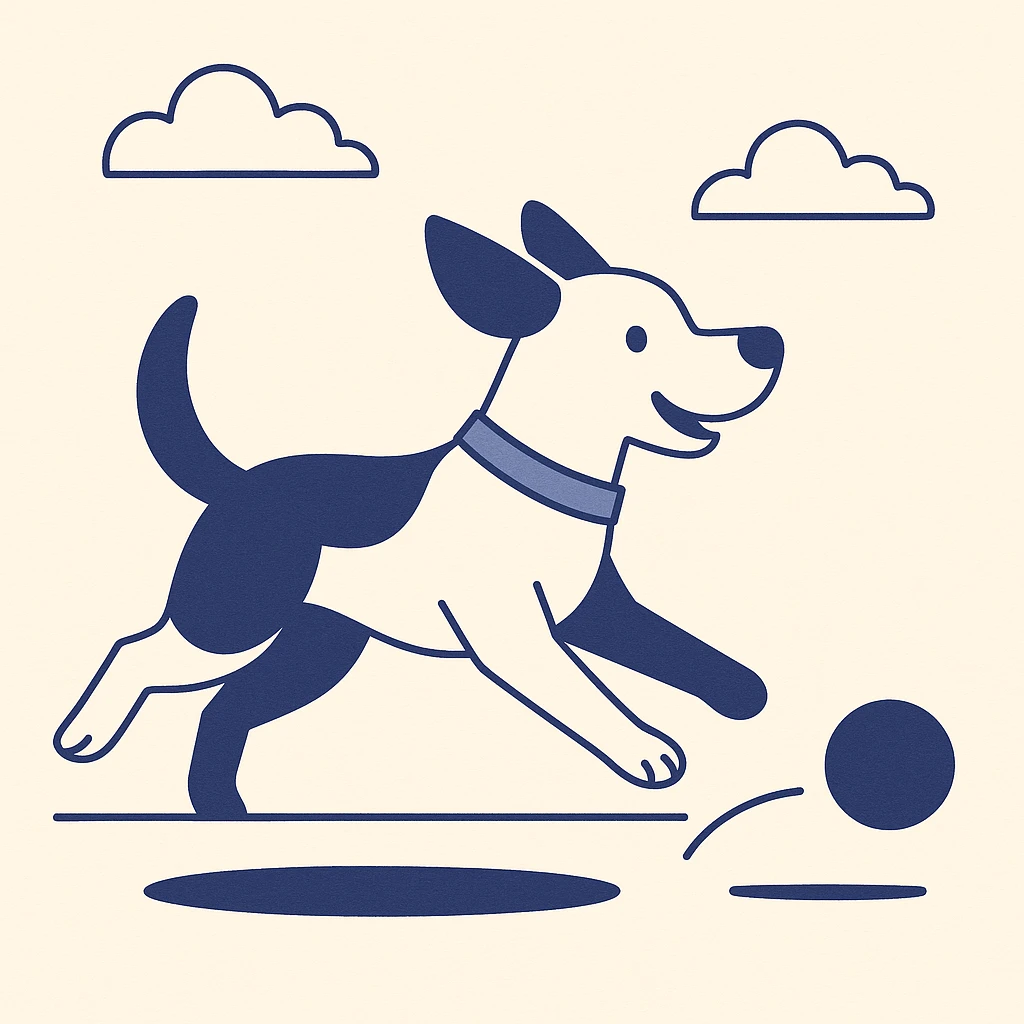 happy dog running after ball emoji