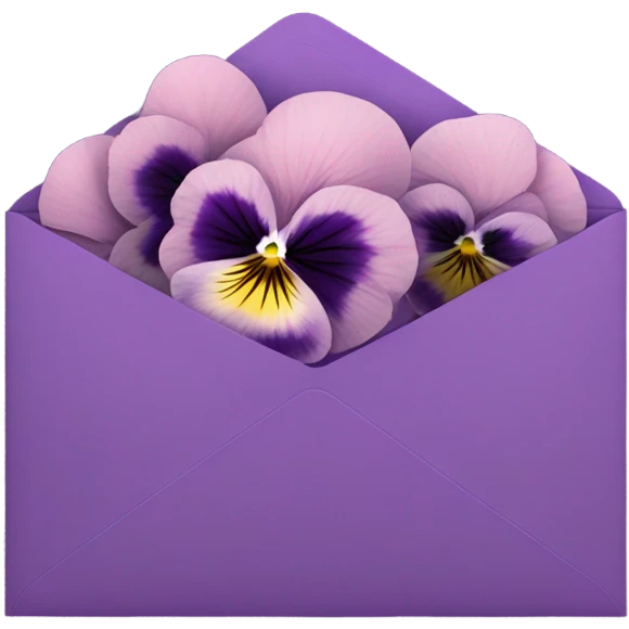 light pink pansies placed in a dark purple aesthetic envelope  emoji