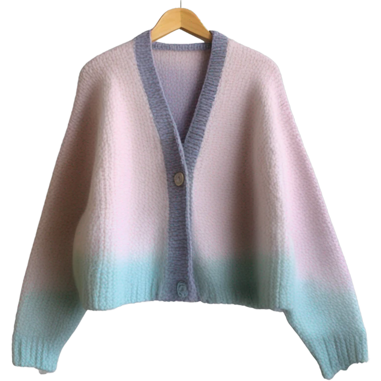 Pastel oversize wool open short cardigan, isolated emoji