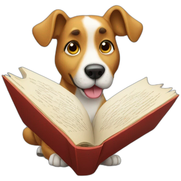dog reading a book emoji
