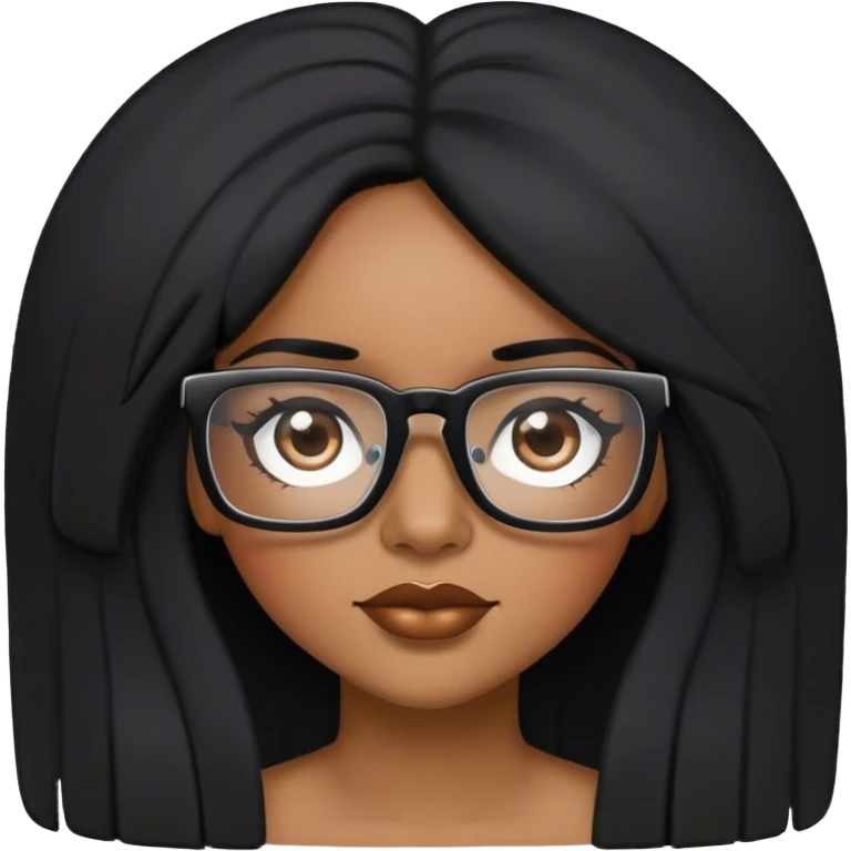 Afrolatina with big square glasses and straight black hair emoji