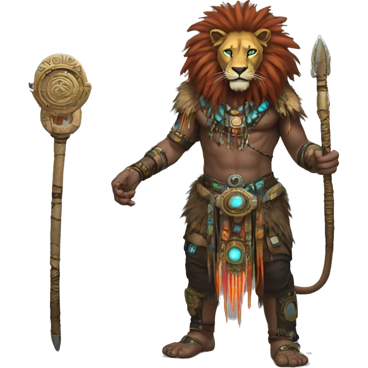 A lion shaman cyberpunk emoji