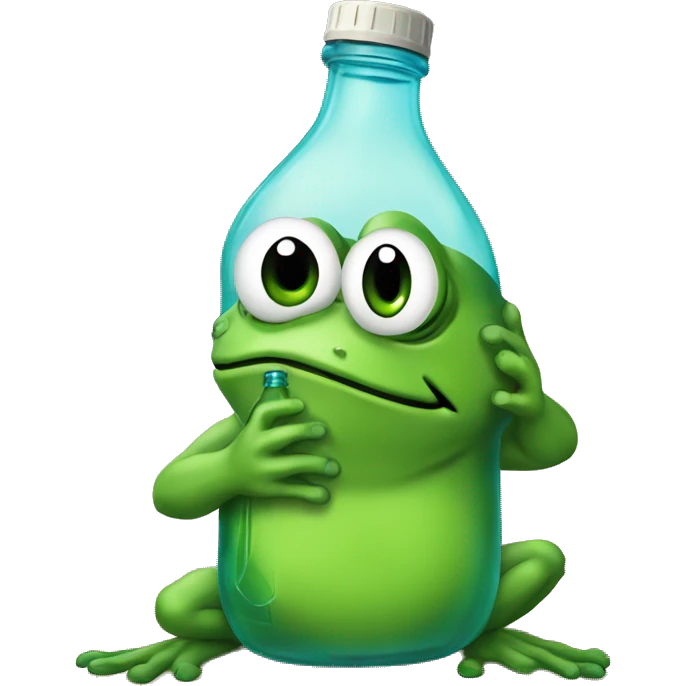 Sad frog breathing from oxegen bottle emoji
