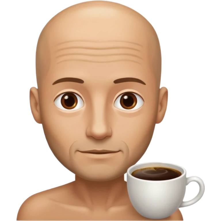 men with coffee no hair, a little beard and no wrinkles emoji