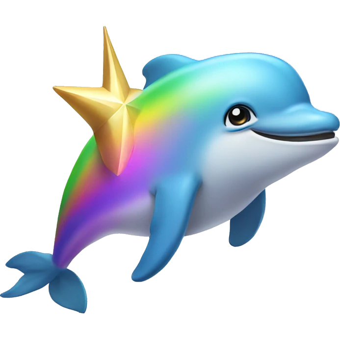 Rainbow dolphin with unicorn horn emoji