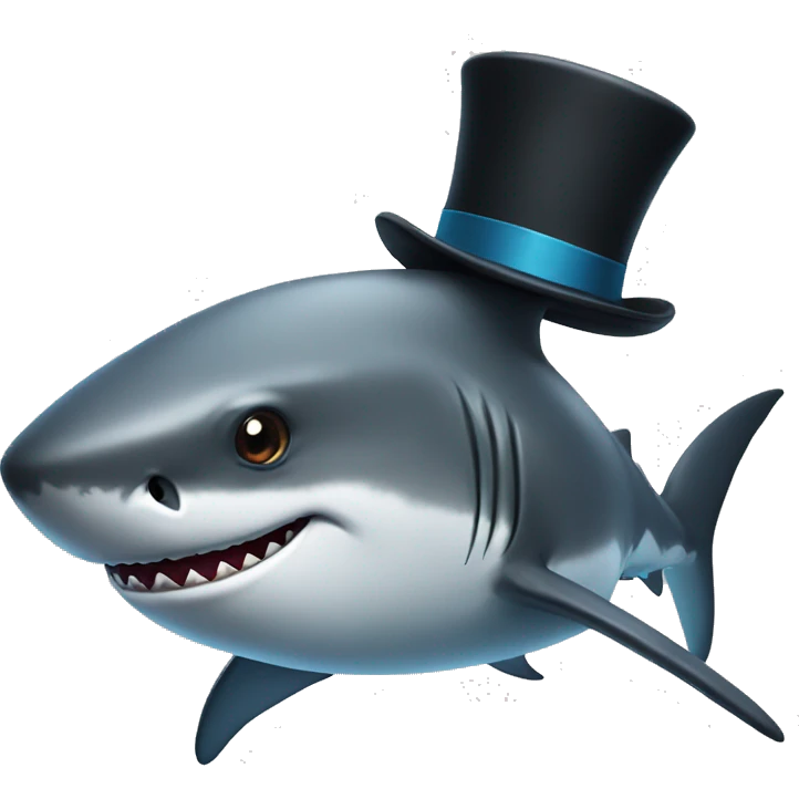 Shark with a top hat emoji