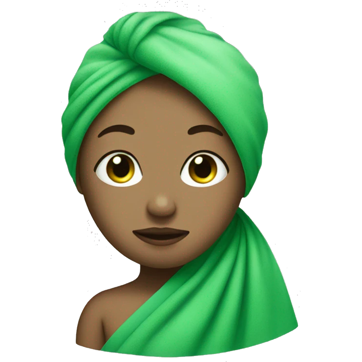 girl with green face mask fair skin and her hair is tucked in a towel emoji