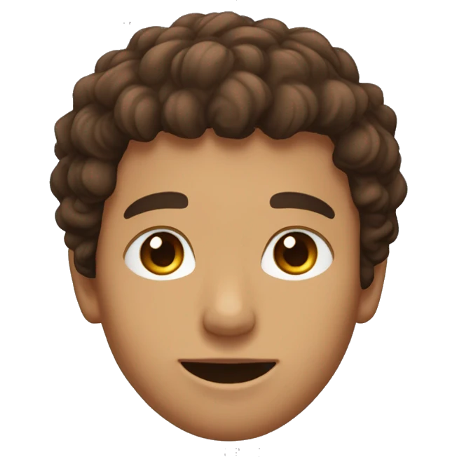 Jeune homme cheveux brun et bouclés et bouc  emoji