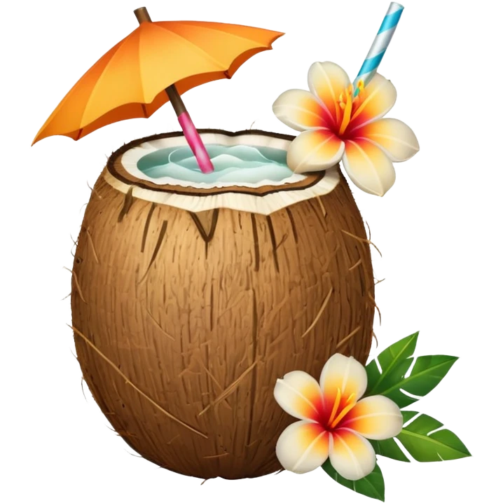 Coconut drink with flowers emoji